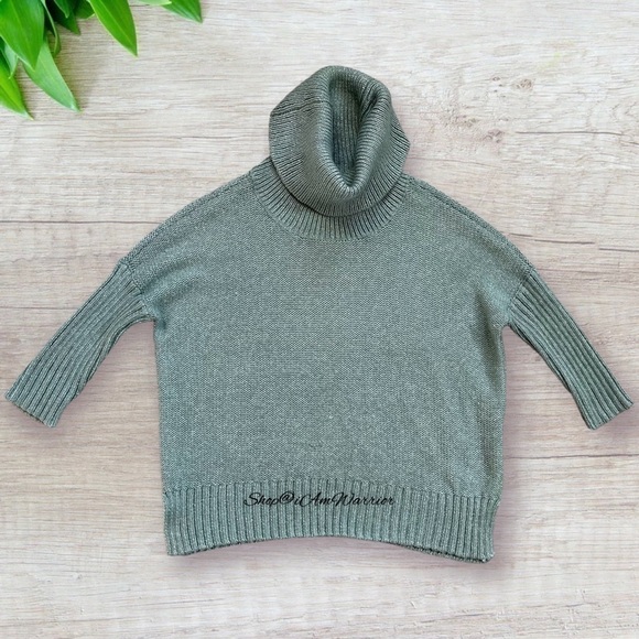 Chico’s aqua cowl neck 3/4 sleeve slouchy shimmer sweater *shop@iamwarrior - Picture 4 of 9